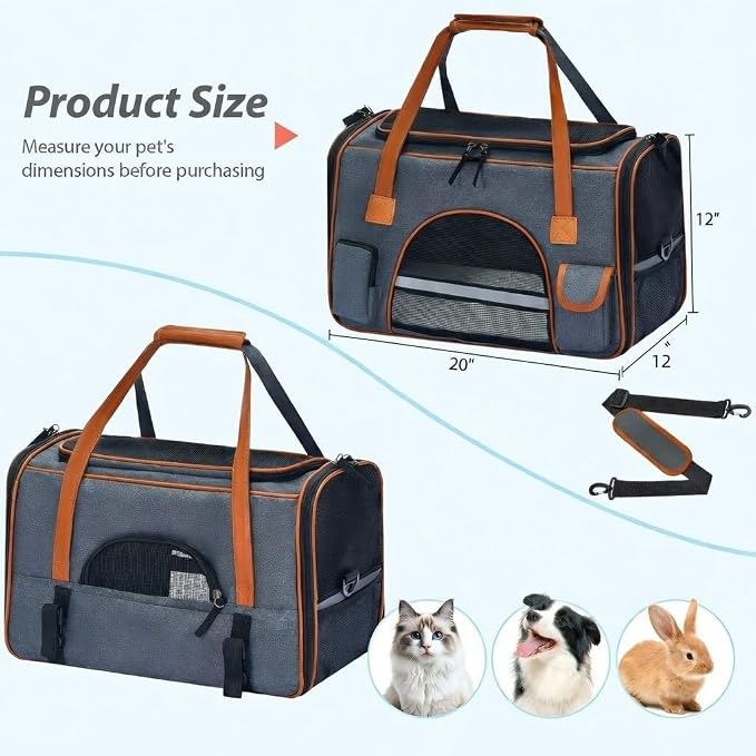 Pesen 20x12x11 Inches Cat Carrier– Fits Pets Up to 28 lbs, Anti-Collapse Design - Image 2