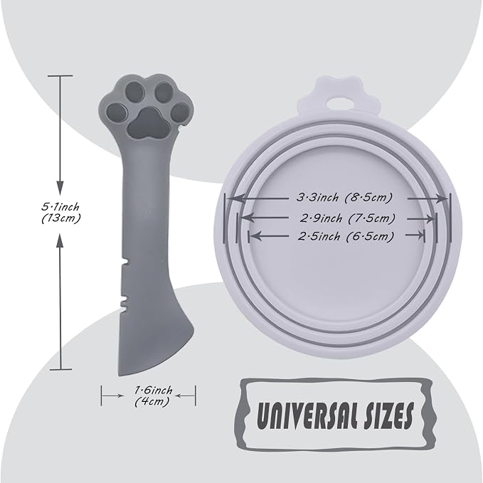 Pet Food Can Spoon & 3 Pcs Can Covers | Cute Paw Shape Opener Spatula Cat Wet - Image 6