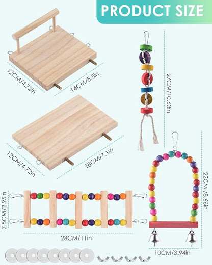 5in1 Bird Parakeet Toys, Detachable Birdie Perches Platform Swing - Image 2