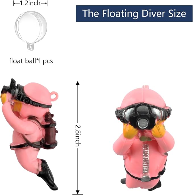 onesimcr Floating Fish Tank Decorations, Aquarium Decorations, Lovely Diver - Image 3
