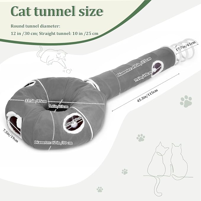 Ownpets 2-in-1 Cat Tunnel, Large Lollipop Shape Cat Tunnel Toy - Image 7