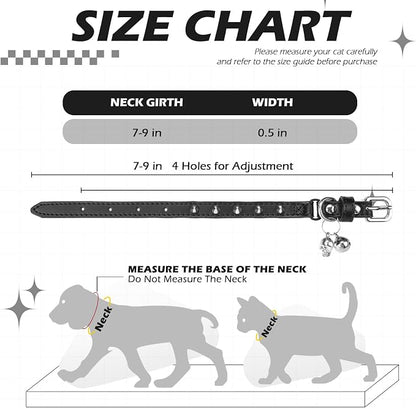 EXPAWLORER Leather Cat Collar for Girl Boy- Adjustable Pet Collar - Image 2