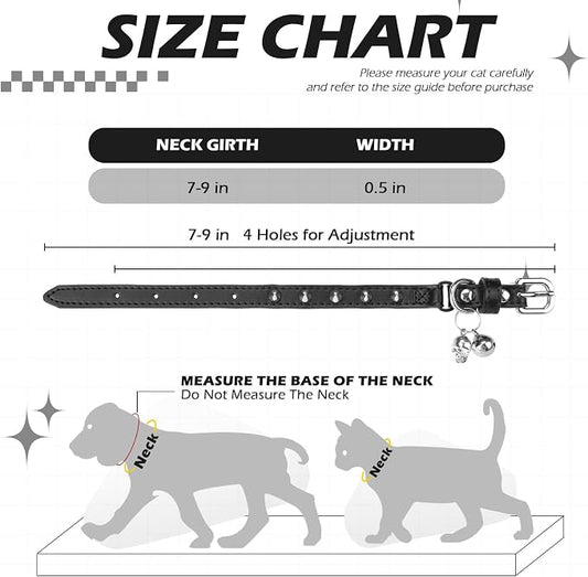 EXPAWLORER Leather Cat Collar for Girl Boy- Adjustable Pet Collar - Image 2