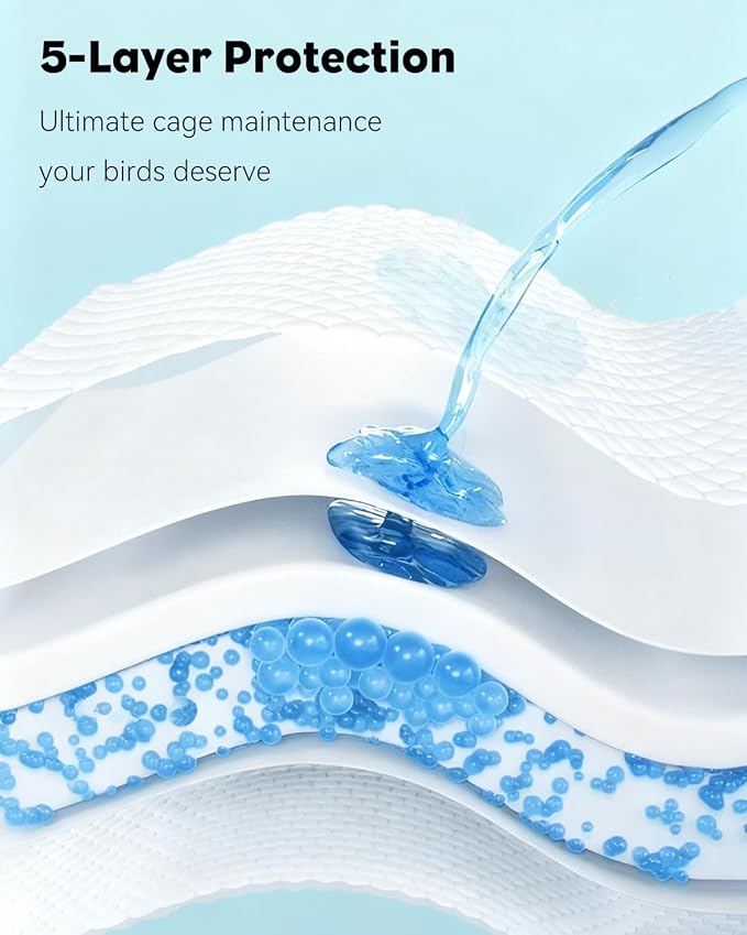 Pawfly 40 Sheets Disposable Bird Cage Liners, 23.6" x 23.6", Super Absorbent - Image 3