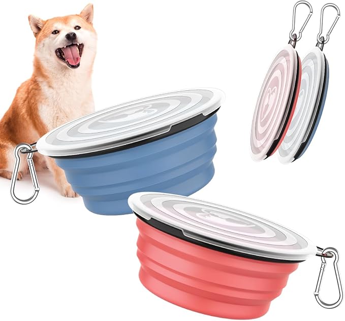 Pawaboo Collapsible Dog Bowls 2 Pack, Silicone Feeding Watering Bowls by Pawaboo