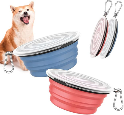 Pawaboo Collapsible Dog Bowls 2 Pack, Silicone Feeding Watering Bowls by Pawaboo