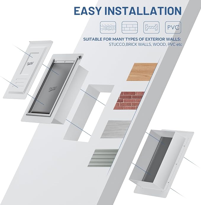Dog Door for Wall Steel Frame, Telescoping Tunnel & Double Food-Grade Silicone - Image 9