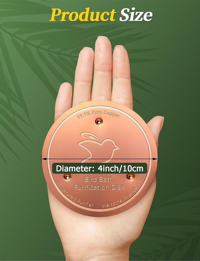 Mellbree Bird Bath Copper Disk, 0.6mm Reinforced 99.99% Pure Copper Cleaning - Image 7