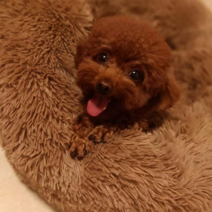 BODISEINT Faux Fur Dog Bed Cat Bed, Shag Round Anti-Anxiety Pet Calming Bed - Image 5