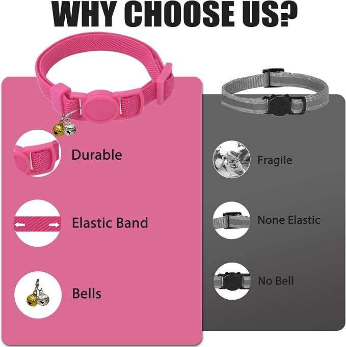 Breakaway Cat Collar with Bell, Safety Buckle Kitten Collar, Elastic Strech - Image 6
