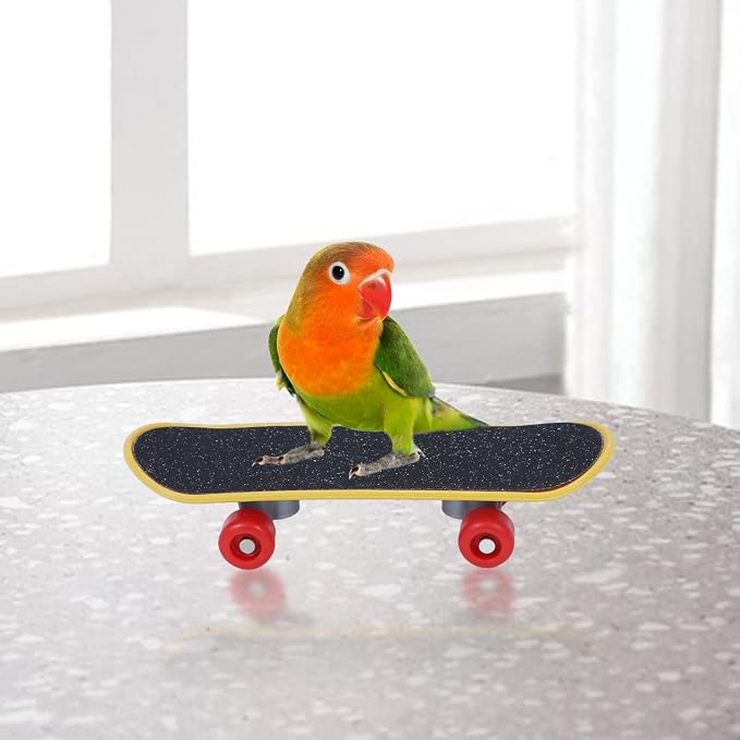 Wontee Bird Toys Mini Shopping Cart Skateboard Ring Toy - Image 8