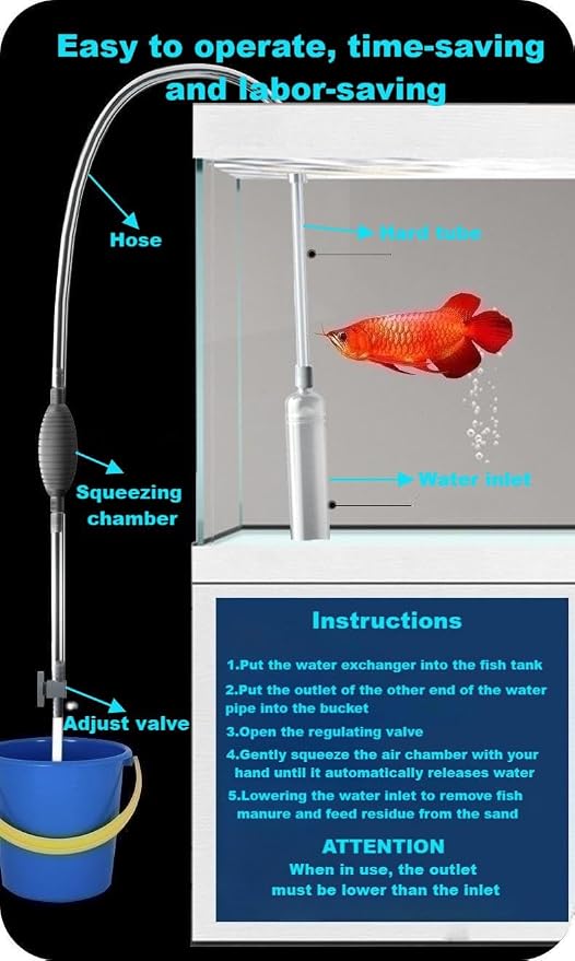 Aquarium Siphon Vacuum Cleaner, 9.84 Foot Aquarium Gravel Cleaner kit, - Image 8