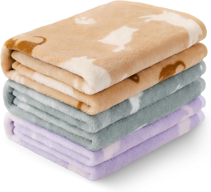 Luciphia 1 Pack 3 Cat Printed Fleece Pet Blankets Washable，Soft Warm Throw by luciphia