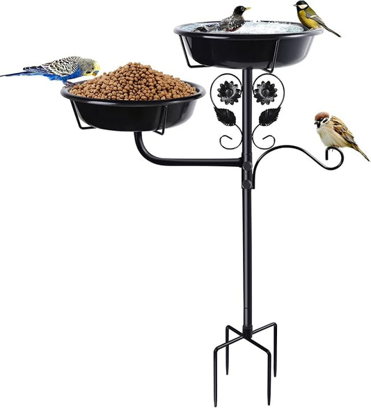 32.7 Inch Metal Bird Bath for Outside, Double Bowls Bird Baths for Outdoors by Unknown