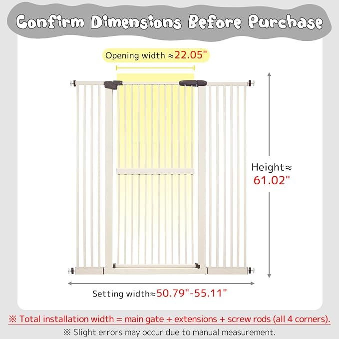 Lumizone Extra Tall Cat Gate 61.02" High Pressure Mounted Extra Wide - Image 2