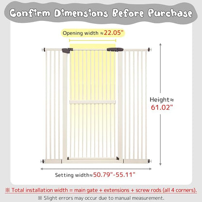 Lumizone Extra Tall Cat Gate 61.02" High Pressure Mounted Extra Wide - Image 2