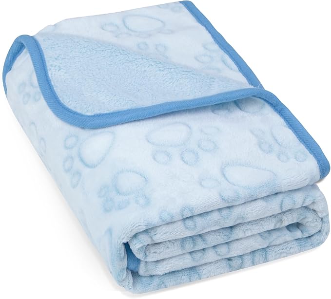 Blue Dog Blanket for Puppy Accesssories Boy, Washable Soft Puppy Essentials by STUFFED