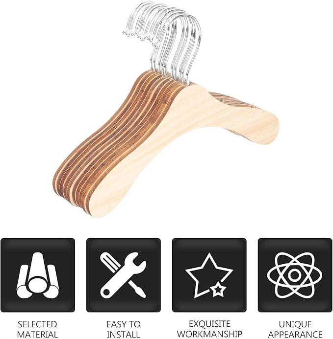 10pcs 8.66-inch Wooden Pet Clothes Hangers Wear-Resistant Small Dog Cat Hangers - Image 4