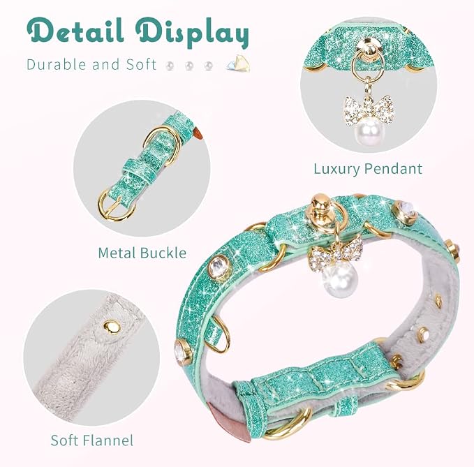 PetsHome Cat Collar, Dog Collar, PU Leather Adjustable Pet Collar - Image 4