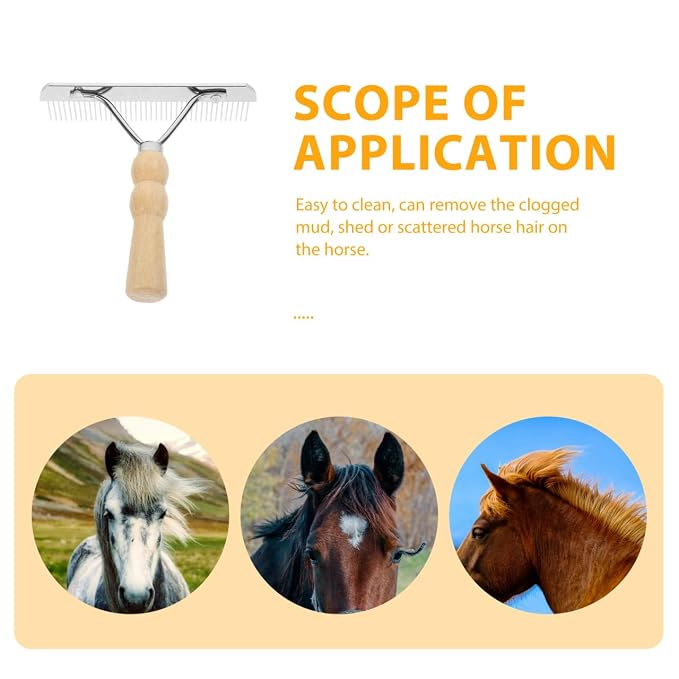 iplusmile Horse Hair Comb with Wooden Handle Ergonomic Non-Slip Pet Grooming - Image 8