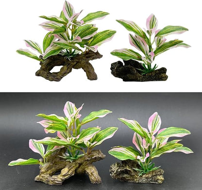 Smoothedo-Pets Fish Tank Decorations Aquarium Decor Ornaments Betta Pink Leaf - Image 2