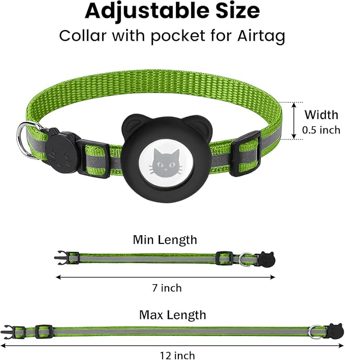 Cat Collar with AirTag Holders, Reflective Breakaway Safety Collars, Bells and - Image 4