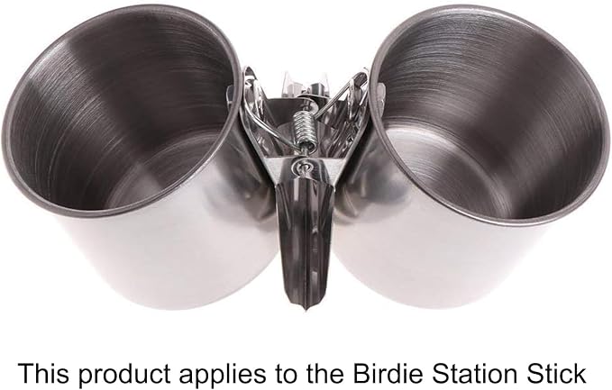 Hypeety Bird Parrot Feeding Double Cups Stainless Steel Food Water Bowls - Image 4