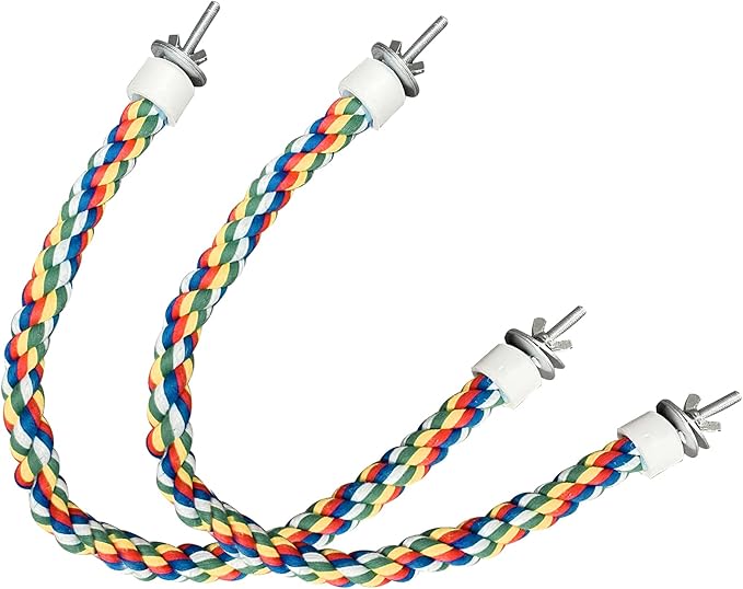 2PCS Bird Rope Perches, Colorful Cotton Parrot Toys Comfy Perch by Kiddisie
