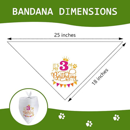 It's My 3rd Birthday Dog Bandana Happy 3rd Birthday Pet Triangle Scarf - Image 2