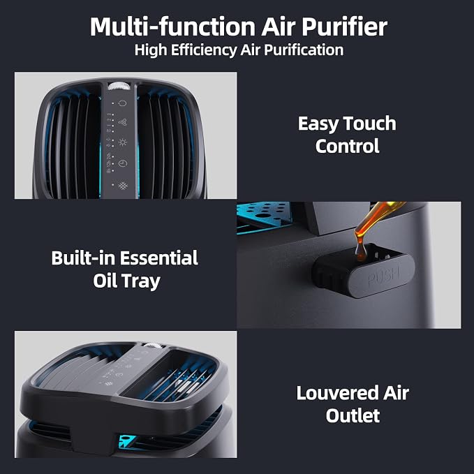 POMORON 4-in-1 Air Purifiers for Home, Air Ionizer Negative Ion Generator - Image 9