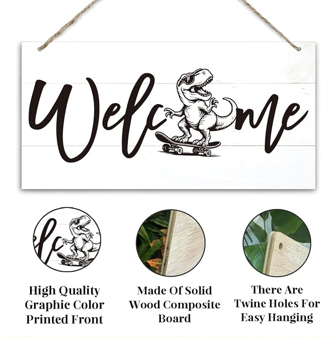 Welcome Sign for Front Door, Welcome Decor Wooden Hanging Sign, Fun and Trendy - Image 3