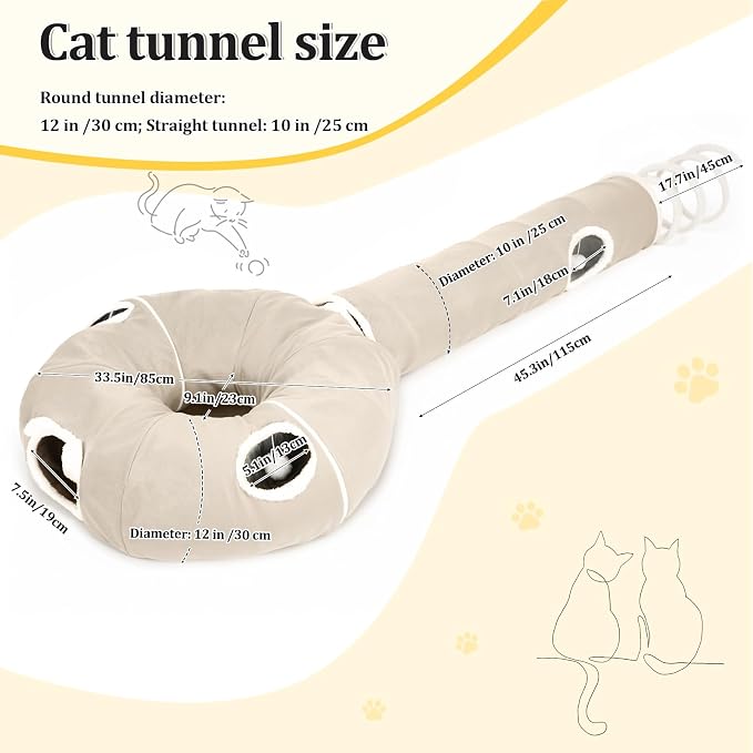 Ownpets 2-in-1 Cat Tunnel, Large Lollipop Shape Cat Tunnel Toy - Image 7