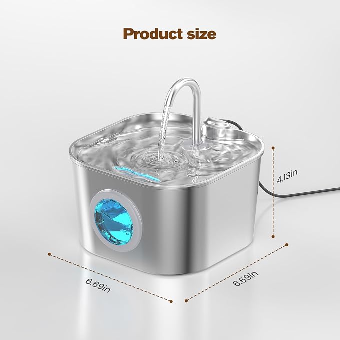 Cat Water Fountain with 8 Filters + 5 Sponges, Small Pet Waterer Dispenser - Image 8