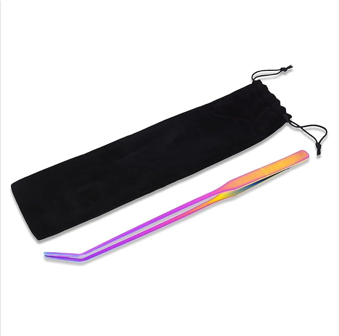 Mandala Crafts 15 Inches Rainbow Stainless Steel Curved Aquarium Tweezers - Image 4