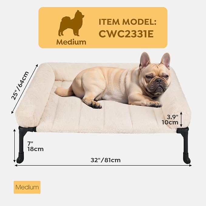 Veehoo Orthopedic Elevated Dog Bed + Removable Fluffy Pillow-Top Mat, Plush Dog - Image 2