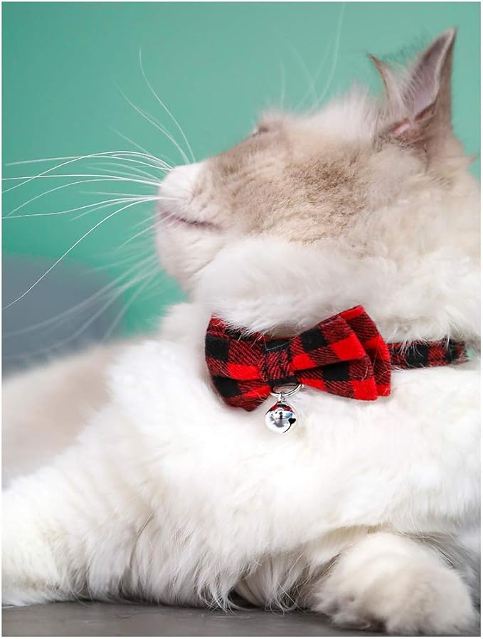 Breakaway Cat Collar with Bell and Bow, Bowtie Puppy Collars - Image 6