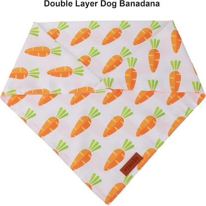 PTDECOR Easter Dog Bandana 2 Pack, Reversible Rabbit Carrot Dog Scarf - Image 5