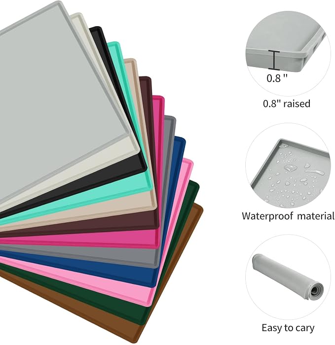 Dog Food Mat, Silicone Waterproof Food Tray, Non Slip Pet Bowl Mats Placemat - Image 2