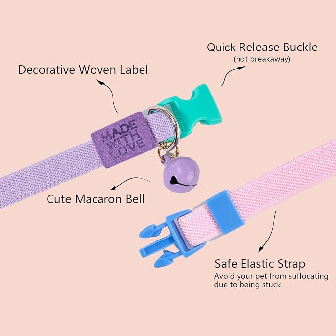 Elastic Cat Collar 2 Pack of Safety Quick Release Cat Collars - Image 2