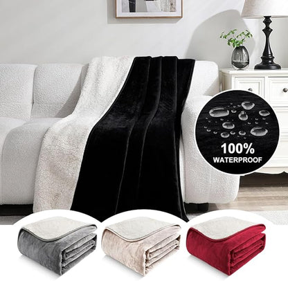 Waterproof Blanket for Beds – Ideal for Couch & Pets Splash Proof Sherpa Throw - Image 2