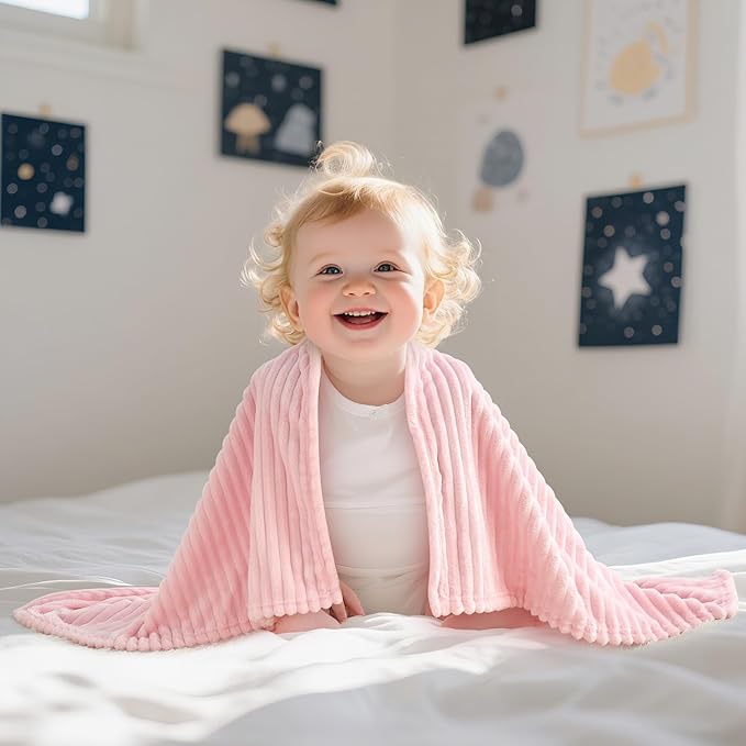 Soft Fleece Baby Blanket Ultra Cozy Pink Baby Blankets - Image 8