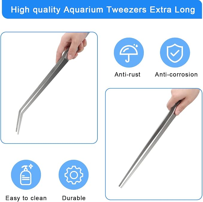Aquarium Tweezers Extra Long 15 inches, Luxiv Stainless Steel Straight and - Image 5