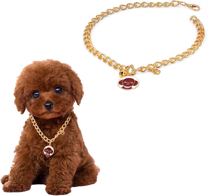 HOWWFALY Dog Collar and Cat Chain Necklace Stainless Steel Adjustable 18K Gold - Image 2