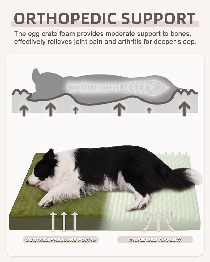 KSIIA Orthopedic Dog Bed Crate Waterproof Pet Mats - Image 2