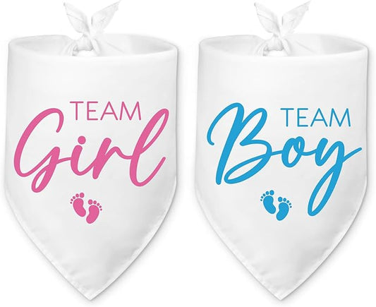 2 Packs Team Girl Team Boy Gender Reveal Baby Announcement Dog Bandana Pet by Hialektur