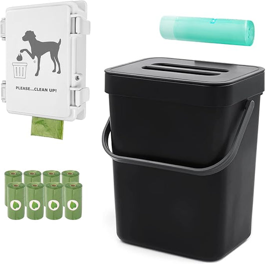 Small Dog Waste Station for Home 1.3Gallon/5L Mountable Doggie Trash Can by Onybte