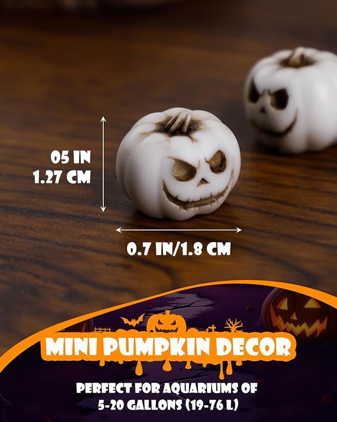 Uniclife 20 Pcs Halloween Mini Pumpkin Decorations, Halloween Fish Tank Decor - Image 2