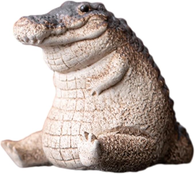 Mini Alligator Baby Statue Ornament, Cute Resin Crocodile Figurine, Tea Pet by BWWNBY