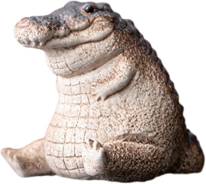 Mini Alligator Baby Statue Ornament, Cute Resin Crocodile Figurine, Tea Pet by BWWNBY