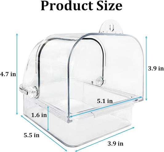 Tfwadmx Bird Cage Bath Hanging Parrot Bath Tub Water Shower Food Feeder Holder - Image 2